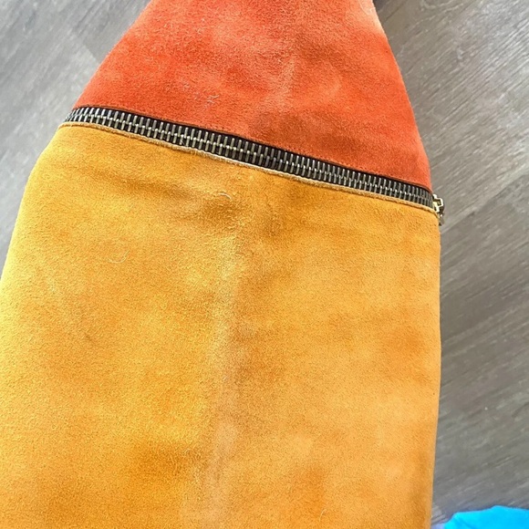 Anne Klein COUTURE Color Block‎ Leather Suede Knee High Zip Boots 6.5 Pink 80s - Picture 7 of 14